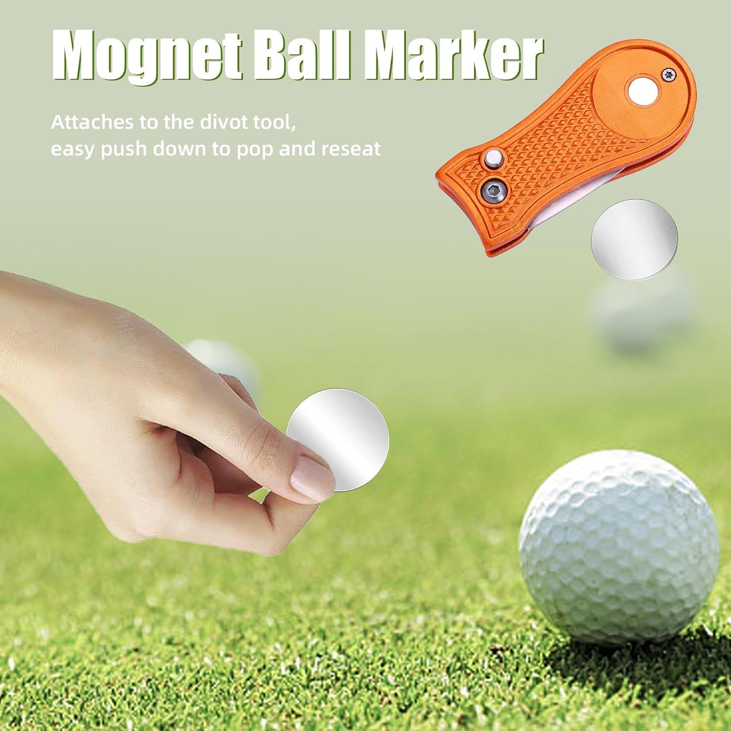 Mile High Life Golf Divot Repair Tool, All Metal Foldable Divot Tool with Pop-up Button & Magnetic Ball Marker