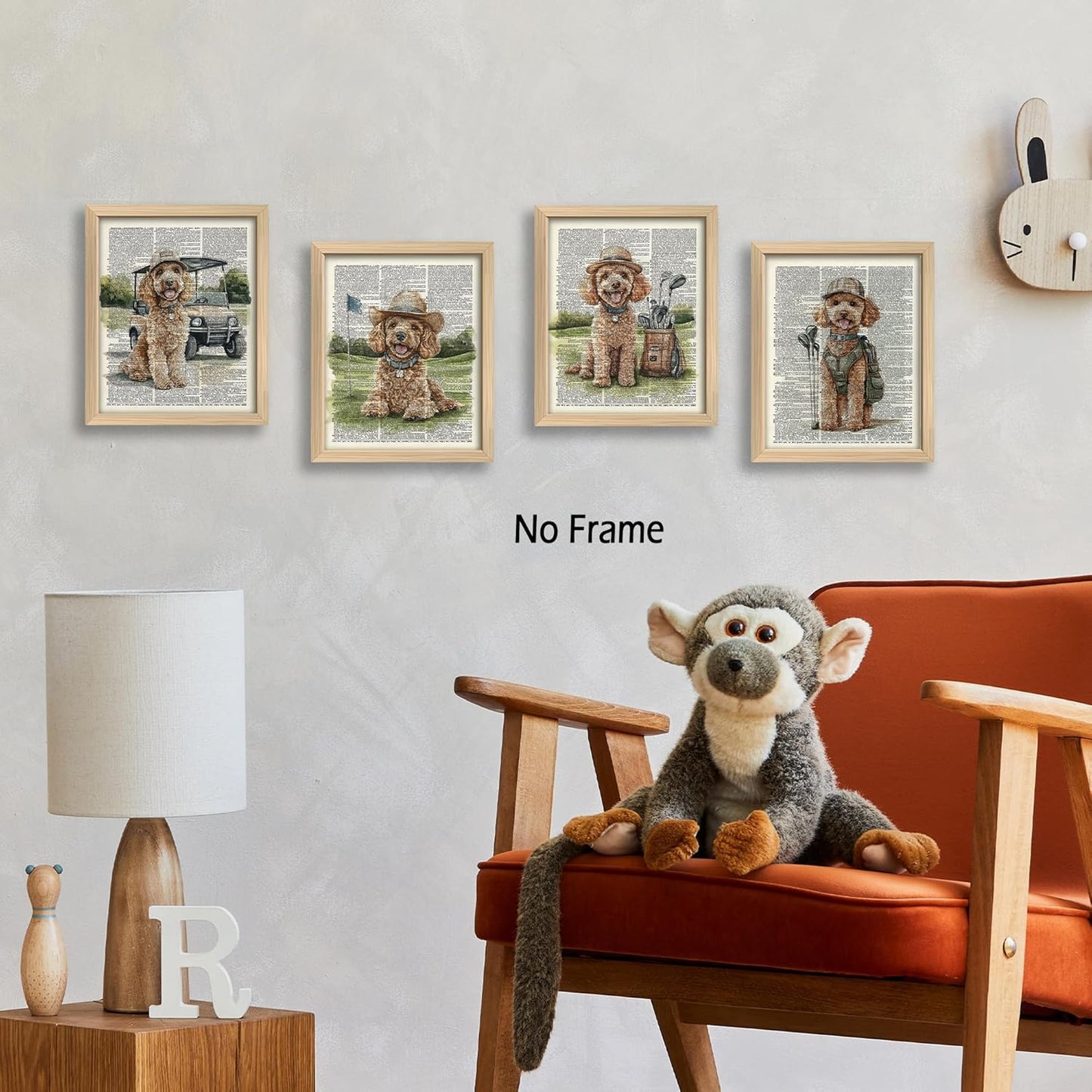 KSDUT Vintage Dog Golf Wall Decor Art Set of 4 - Retro Poodle Artwork Poster Prints Golf Club Wall Decor Golf Gifts Wall Art for Nursery Sports Room Dorm Decorations - 8"x10" Unframed