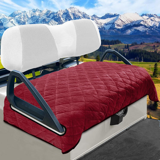 YOKYHOM Golf Cart Seat Covers, Golf Cart Seat Towel Blanket, Short Plush Surface, Soft and Comfortable, Suits EZGO, Yamaha, Club Car and Other 2-Seat Golf Carts, 51"x 30.5", Wine Red