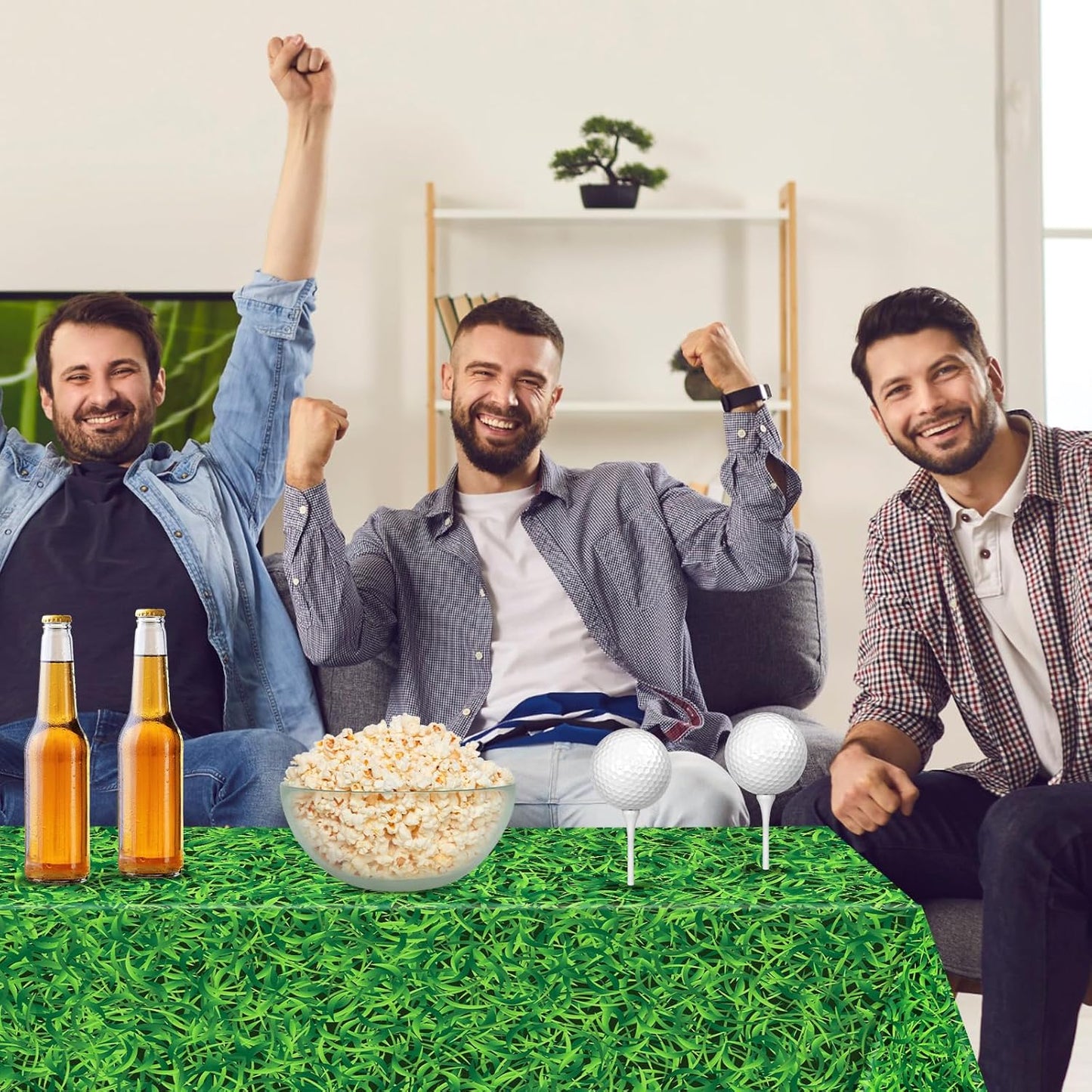 Mixweer 6 Pcs Golf Party Decorations 54 x 108 Inch Disposable Plastic Touchdown Table Cover for Golf Birthday Party Decorations