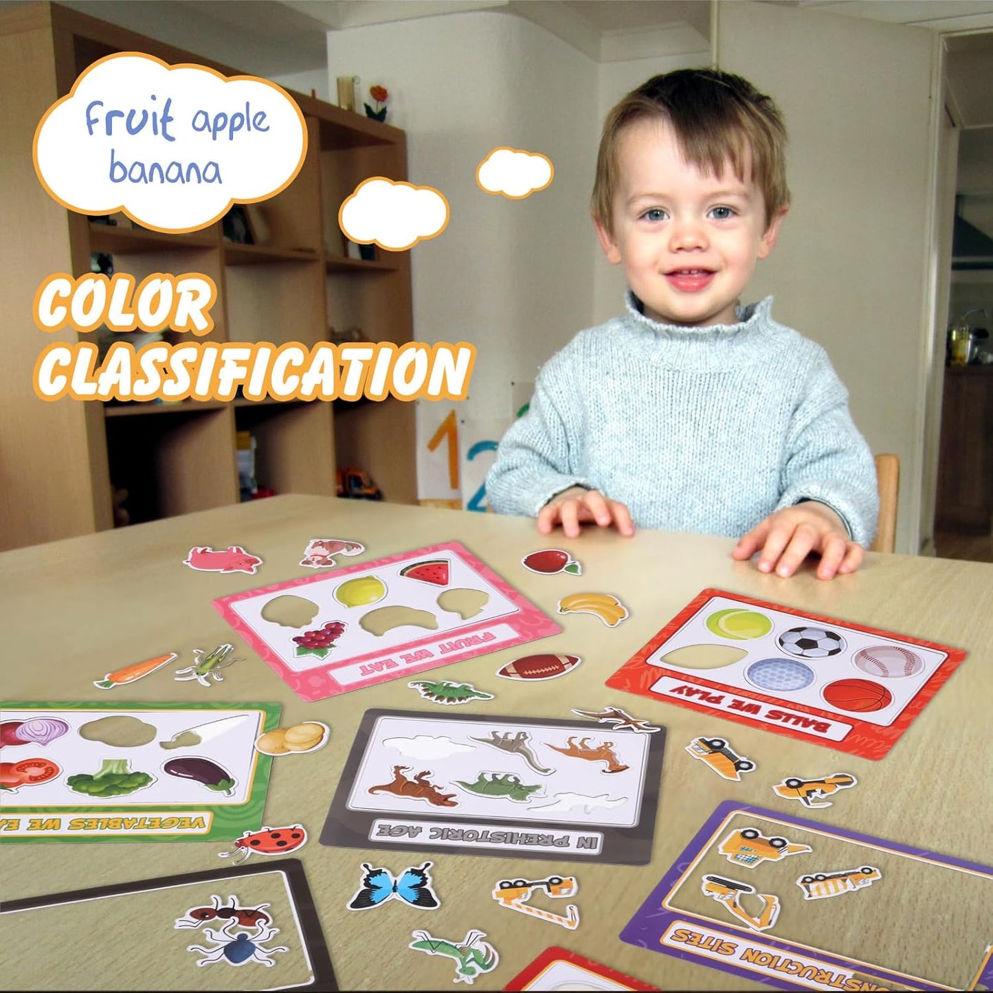 Magnetic Sorting Toys,10Pcs Refrigerator Magnets for Kids, Animals Food Car Magnetic Category Recognition for Kids Learning Fine Motor Skills Boys Girls