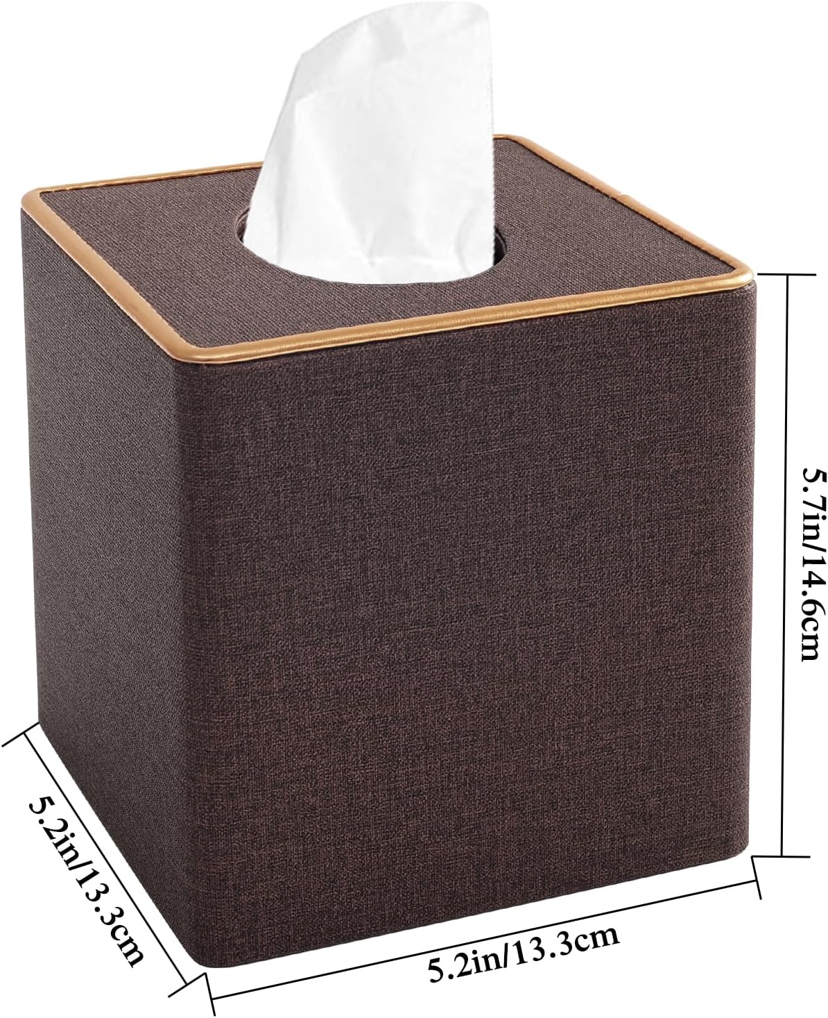 Tissue Box Cover Square Tissue Box Holder PU Leather Facial Organizer with Magnetic Bottom,Decorative Napkin Caddy for Vanity Dresser Night Stand Table Countertop Home Office Car,Coffee