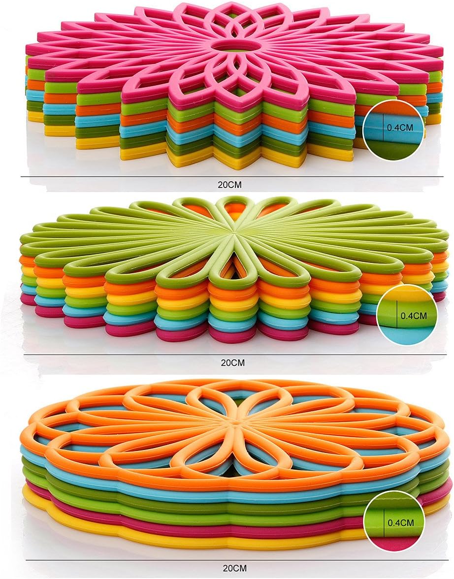 ME.FAN Silicone Trivet Mat - Kitchen Hot Pads for Pots & Dish - Insulated Teapot Trivet - Flexible, Durable, Non-Slip Large Coasters 3 Set Yellow