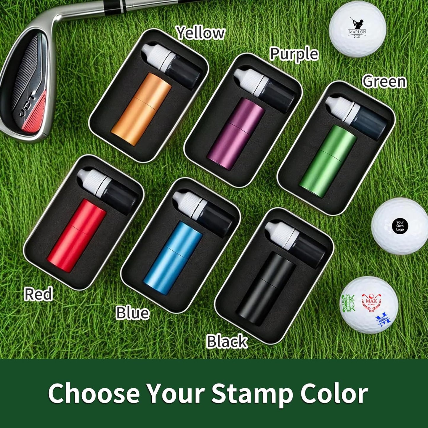Personalized Golf Ball Stamp with Metal Storage Case, Custom Name Reusable Golf Ball Marking, Golf Accessories, Gifts for Golf Lovers, Golfers, Dad, Husband, Father's Day Birthday Wedding
