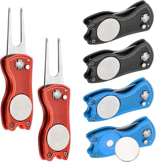 PATIKIL Golf Divot Repair Tool, Foldable Metal Golf Green Divot Tool with Magnetic Ball Marker & Stainless Steel Fork