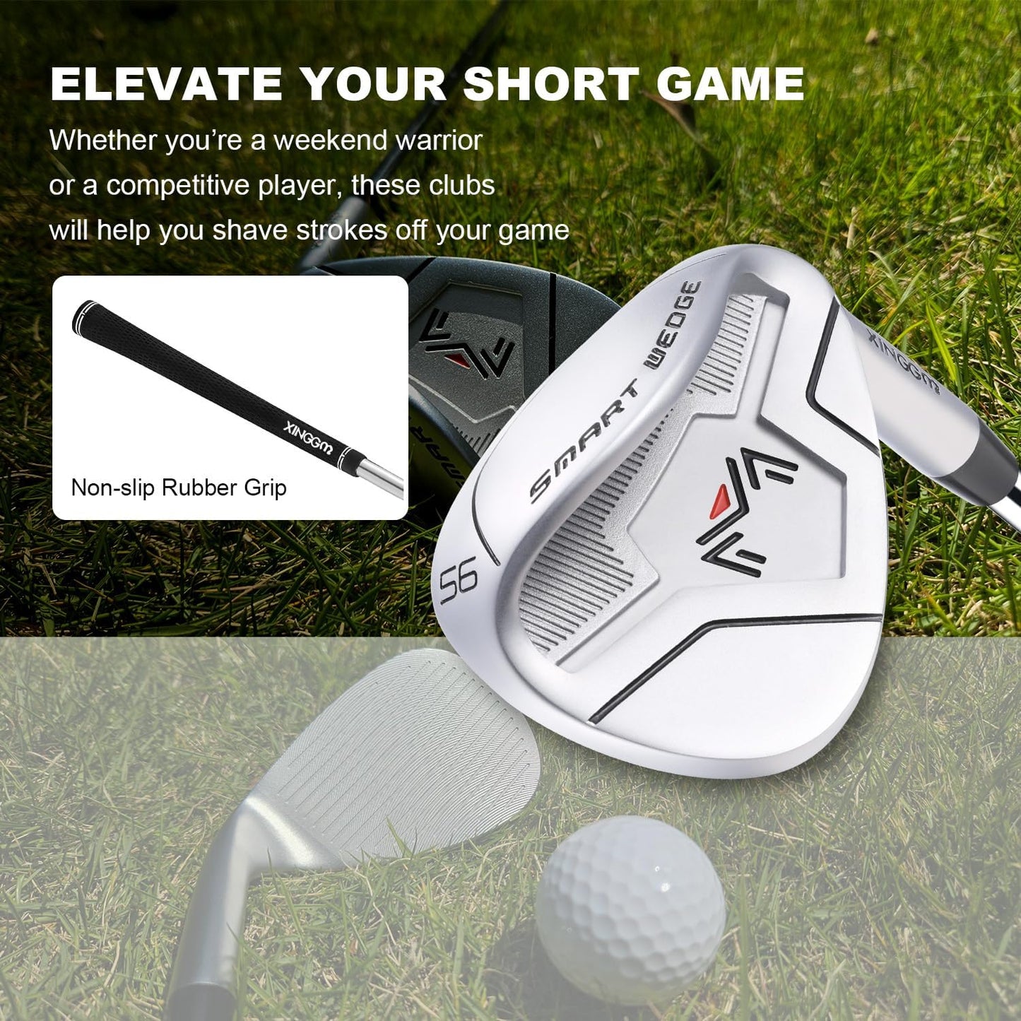 Smart Wedge – Full Face CNC Groove 52/56/60 Degree Golf Wedges for Men,Solid Shots, No Chunking for All Lies,Low CG Design for Bunker Shots