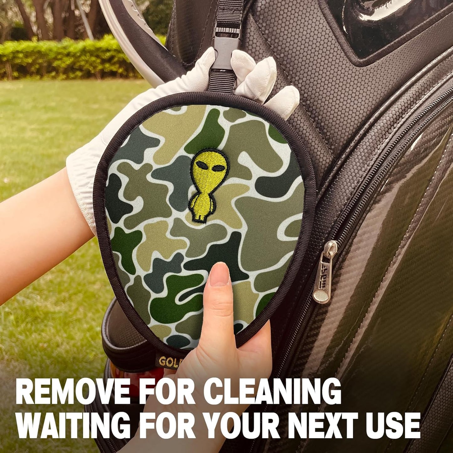 Golf Club Cleaner & Ball Cleaning Bag,Original Three-Layer Fabric Waterproof Technology,Golfer's Ultimate Green Clean Scrub Equipment Accessories,Removable Clips to Support Machine Washing