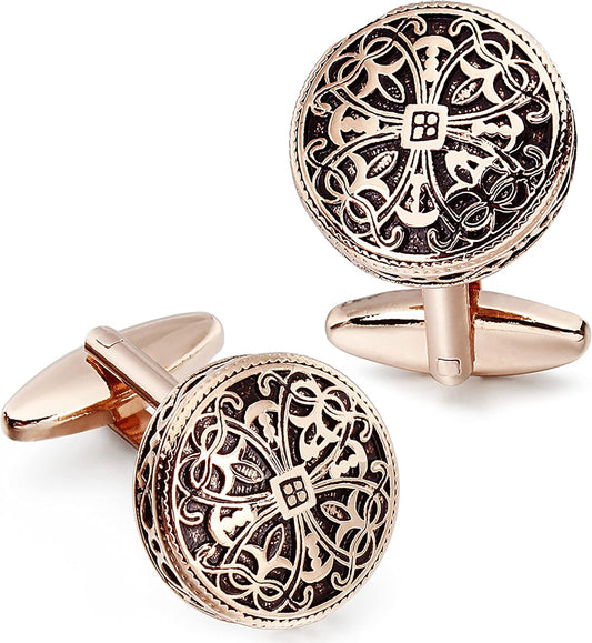 HAWSON Cufflinks and Studs for Men-Fashion Men Vintage Enamel Carbon Fiber Tuxedo Shirt Cufflinks and Studs Set for Regular Wedding Business Accessories