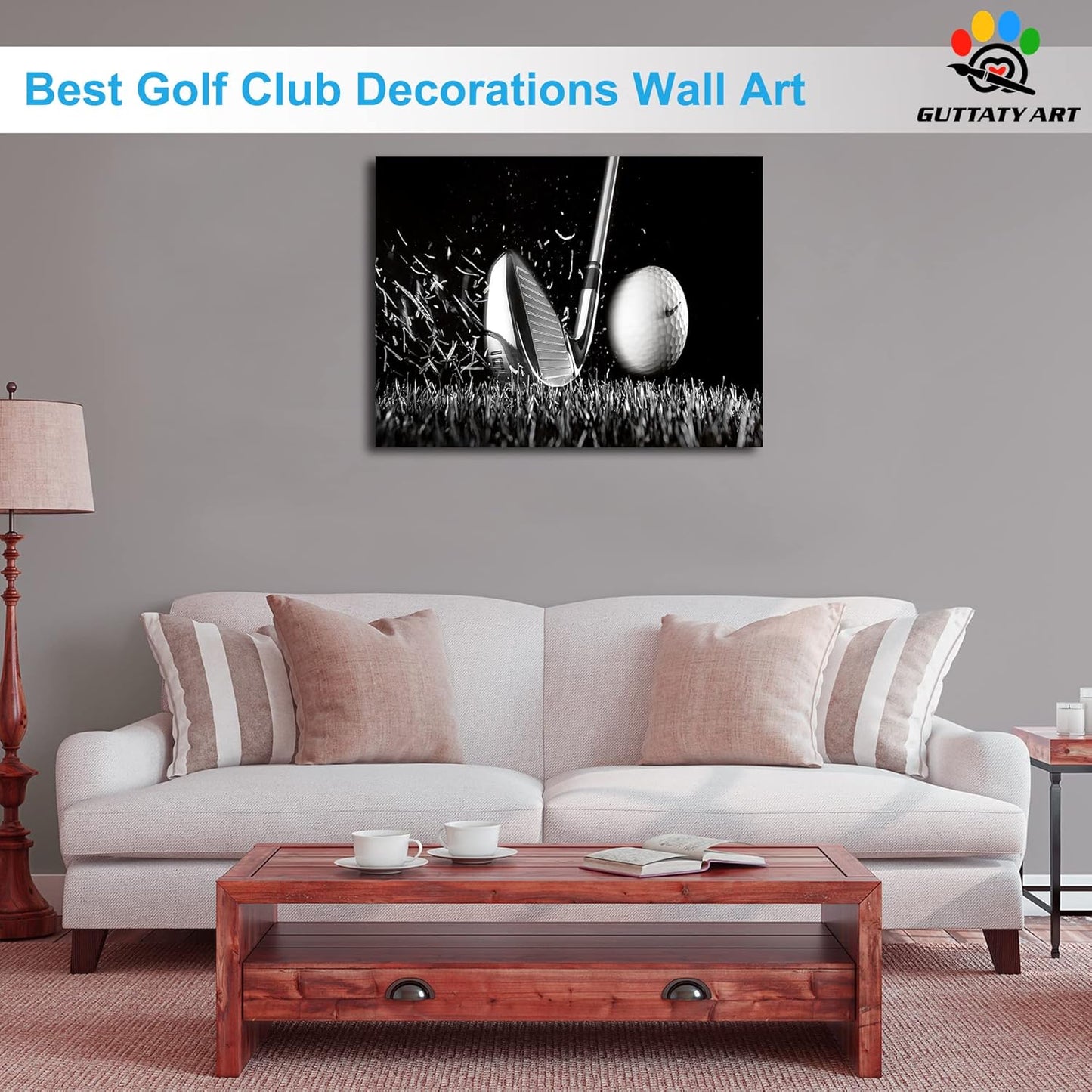 Canvas Wall Art, Play Golf Ball Wall Art Painting Prints for Living Room Wall Decor, Sport Golf Clubs Poster Picture for Bedroom Kitchen Decor, Framed Artwork for Office Home Decoration 18x24 Inches
