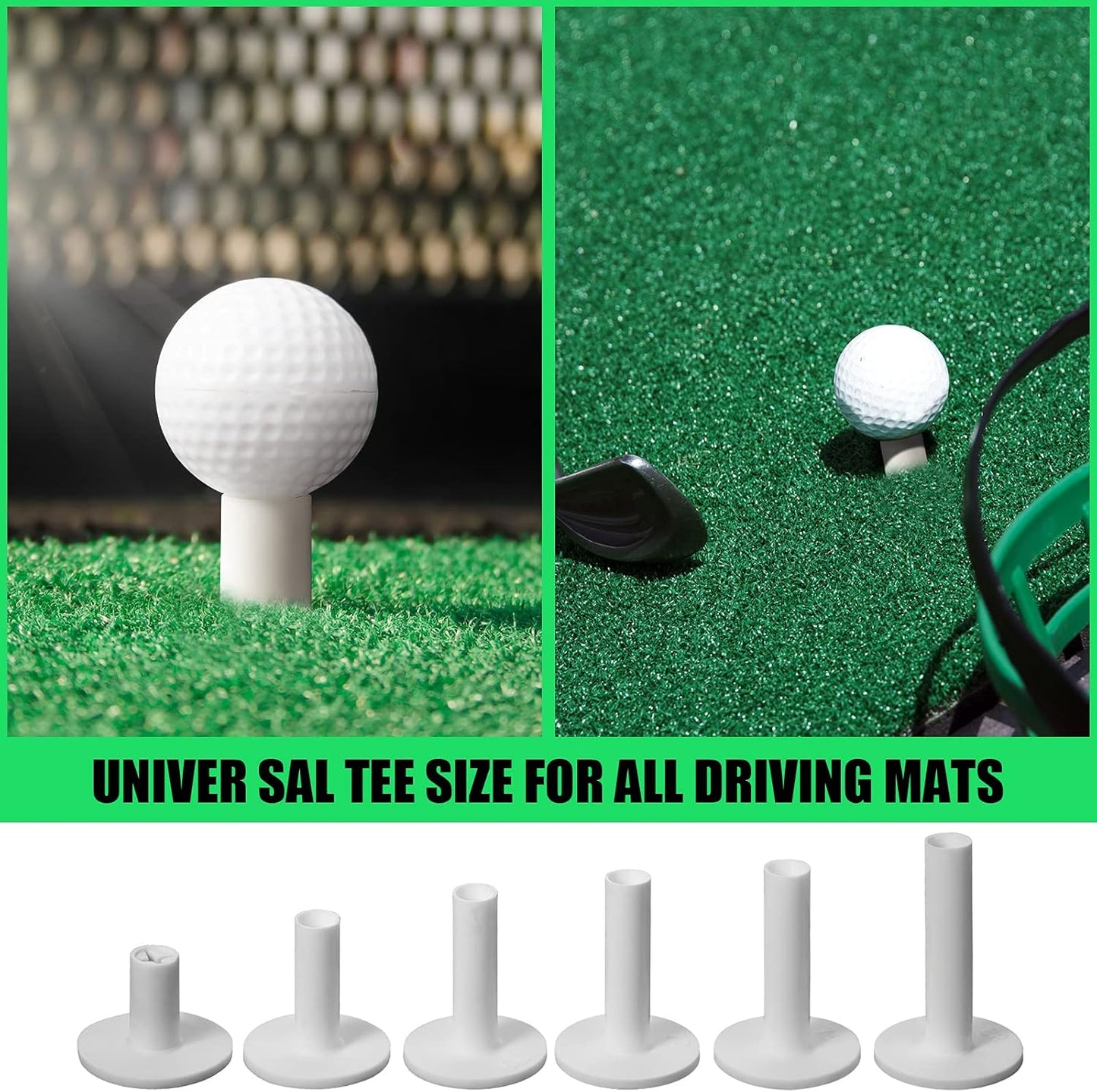 Skylety 24 Pcs 6 Size Rubber Golf Tees for Mats Plastic Golf Tee Holder in 2 Colors Rubber Holders for Simulator and Driving Range Indoor Outdoor Practice Accessories 1.5 2.13 2.27 2.5 3 3.25 Inch