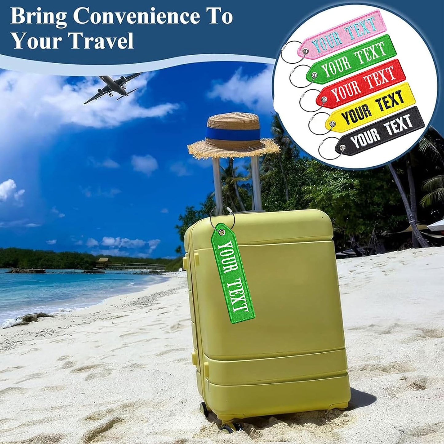 Custom Luggage Tags,1PCS Personalized Embroidered ID Tags for Suitcases & Travel Bags,Travel Suitcases Tags Label with Stainless Steel Loop for Baggage Luggage Bags Keys for Easy Bag Recognition (CO3)