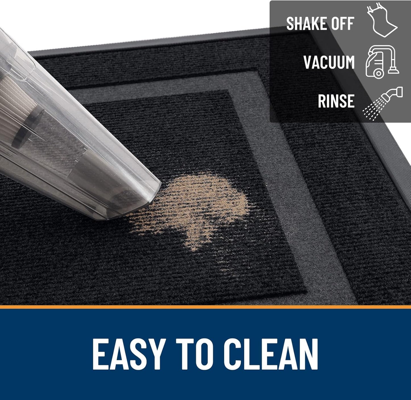 OLANLY Front Door Mat Indoor Outdoor Entrance, Waterproof All-Season, All-Weather Doormat, Sturdy Natural Rubber, Fade Resistant, Low Profile, Easy Clean Patio Porch Entryway Mat, 23.5x15.5, Black