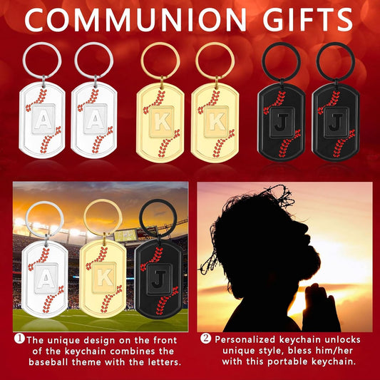 Initial Keychain Gifts for Men,Baseball Dog Tag Mens Keychains for Men Him Dad