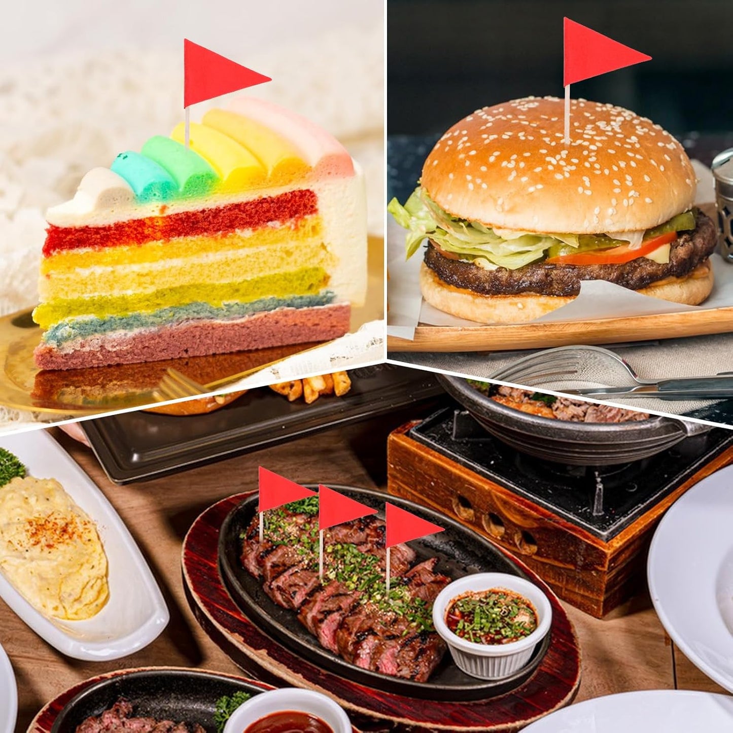 100 Pcs Red Flags Cupcake Topper Sticks, Golf Mini Flag Toothpicks Masters Party Decorations Blank Cupcake Toppers Toothpicks for Appetizers