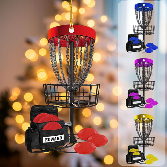 NAZENTI Personalized Disc Golf Christmas Ornament 2025, Custom Name Disc Golf Bag, Customization Golf Bag and Irons Decoration for Xmas Tree, Golfing Keepsake Gift for Golfer & Golf Player Lover