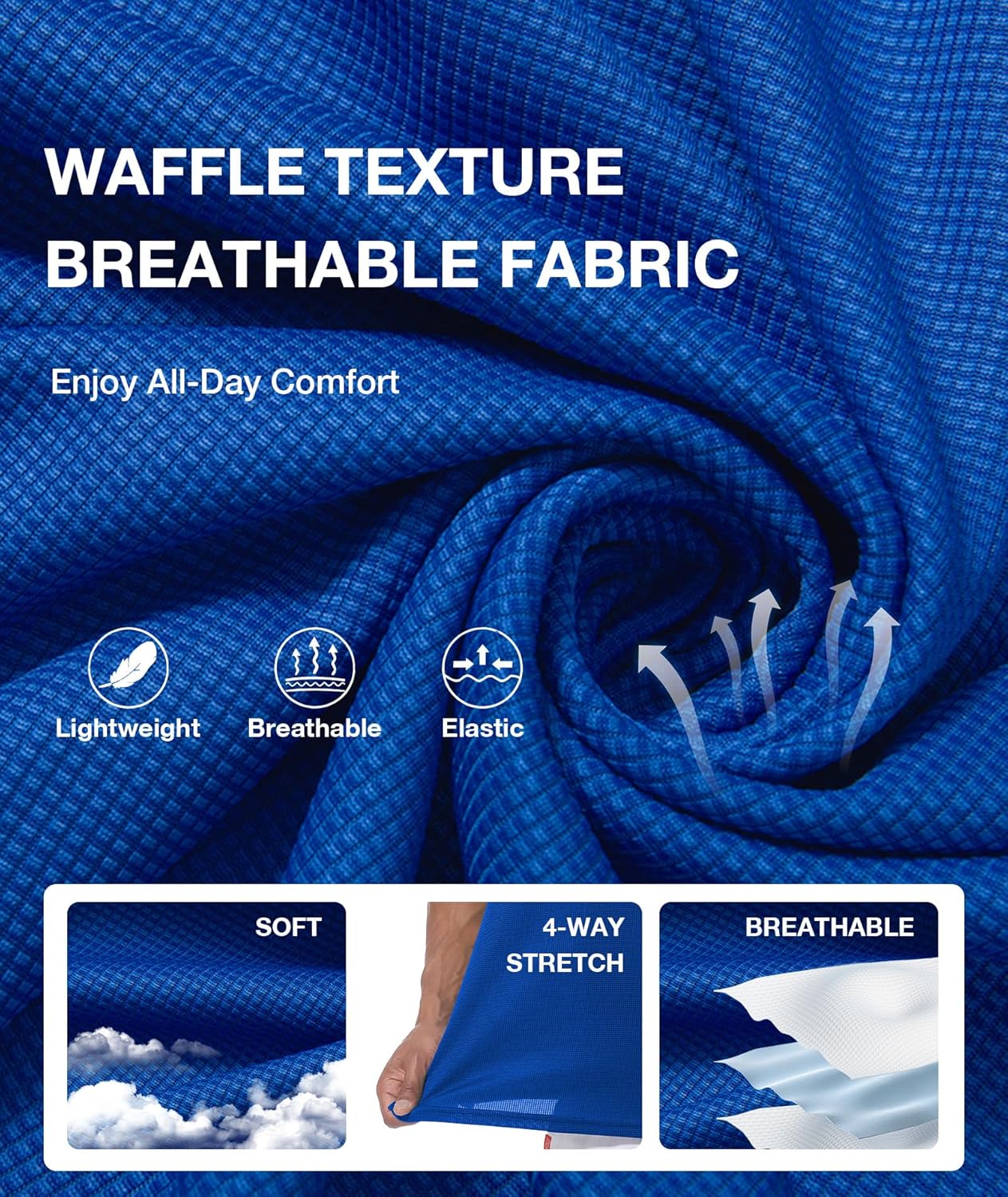 GEEK LIGHTING Mens Waffle Texture Polo Shirts Short Sleeve Casual T-Shirts Moisture Wicking Collared Golf Shirt with Pocket