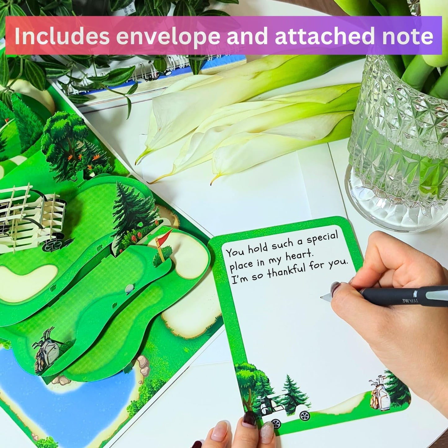 HEARTAGS- Pop Up Birthday Card for Men, Golf Birthday Card For Dad, Husband, Brother, Son, Grandpa, 3D Golf Popup Greeting Cards, Size 6x8 inches Includes Message Note and Envelop