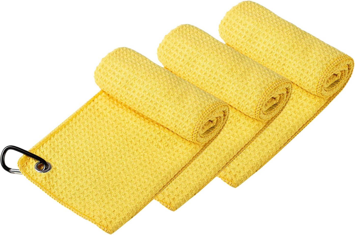 Handy Picks Microfiber Golf Towel (16" X 16") with Carabiner Clip, Waffle Pattern Golf Towel Hook and Loop Fastener - The Convenient Golf Cleaning Towel
