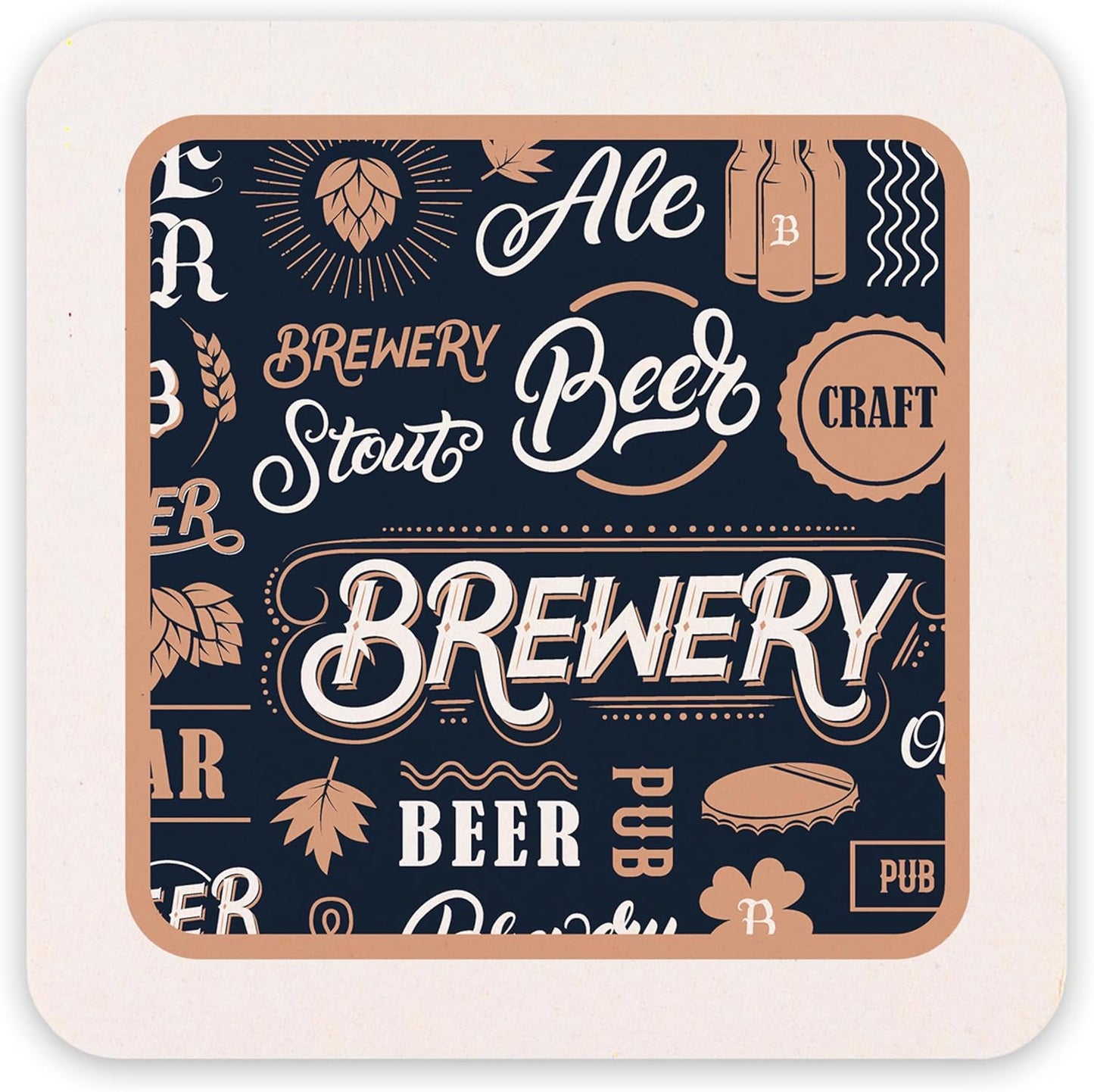 B.E. Green Custom Coasters - Pulpboard Personalized Coasters for Drinks - Full Color Print - Reusable & Absorbent - Beverage Coaster - Promotional Events & Celebrations - Pack of 50 - Square, 4"x 4"