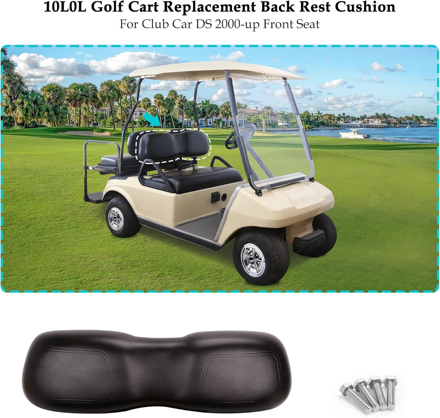 10L0L Front Seat Bottom & Backrest Assembly for Club Car DS 2000.5-up Golf Cart, Factory Style Replacement Cushions