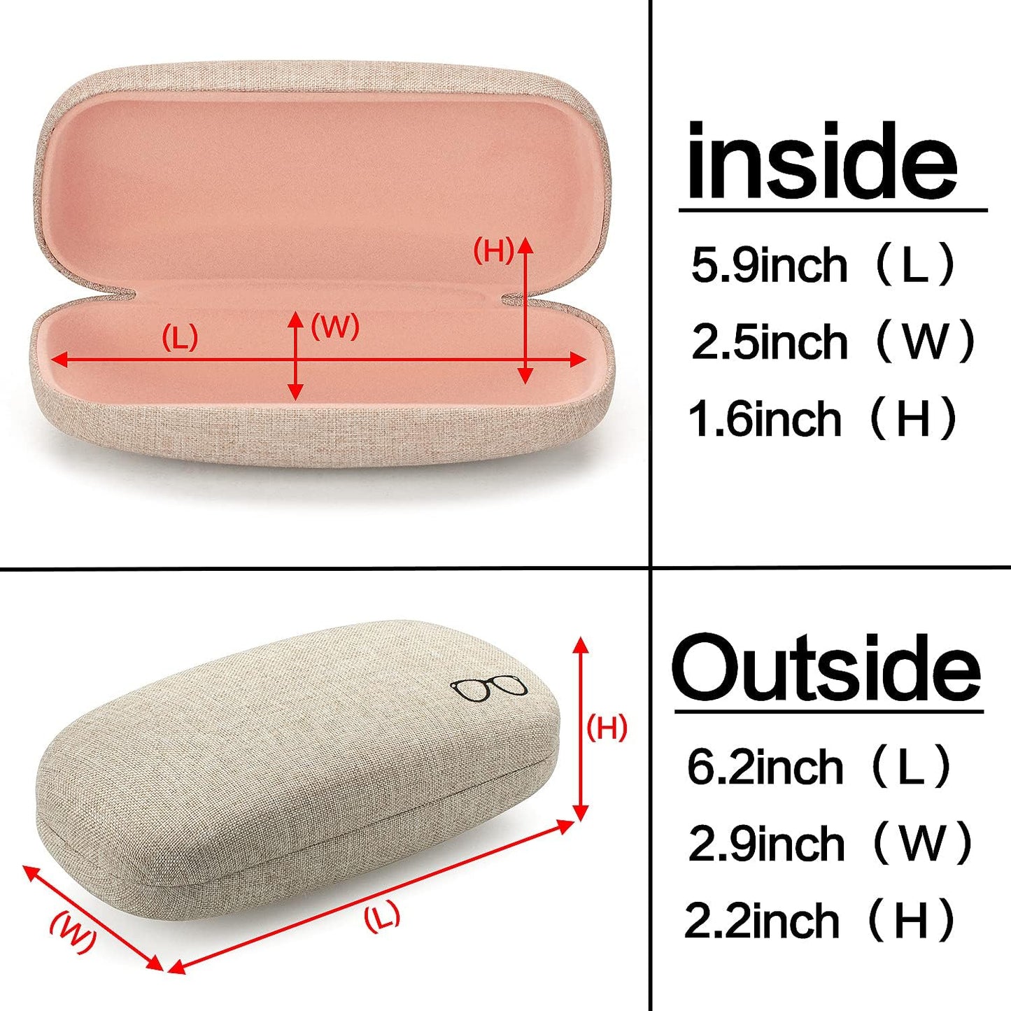 Vemiss Hard Shell Eyeglasses Cases, Linen Fabrics Protector Sunglasses Case, Large Glasses Case