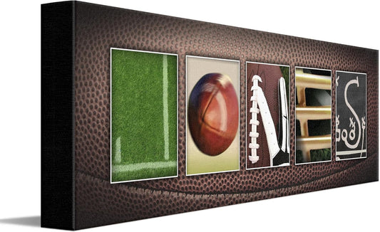 Personal-Prints FOOTBALL Personalized Décor or Gift for the Coach, Player or Fan |Customized Football Name Wall Art Gift (6"x18" Stretched Canvas)