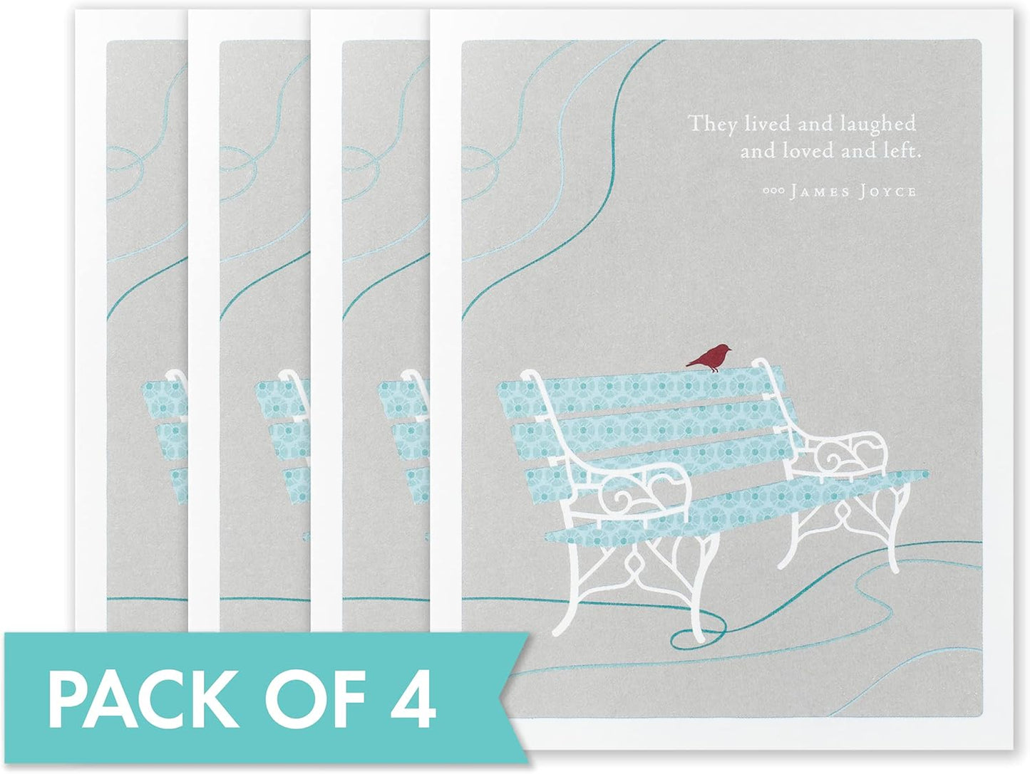 Compendium Positively Green 4-Pack of Sympathy Cards – They lived and laughed and loved… (Four Cards Total, One Design, with Envelopes)