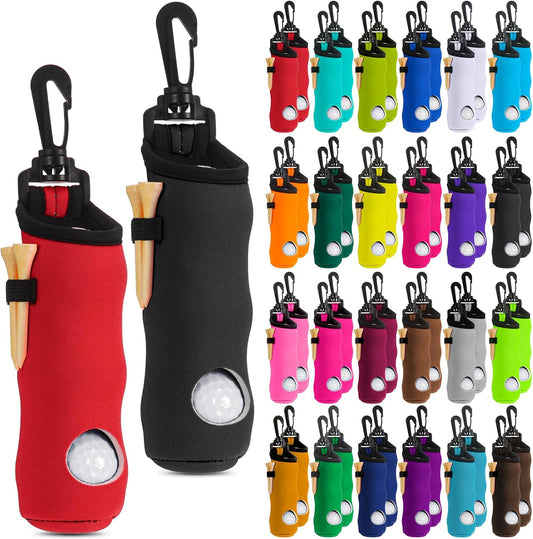 WILLBOND 48 Pcs Golf Ball Tee Holder Neoprene Golf Ball Pouch Golfs Balls Carry Bag Multicolor Portable Golfs Accessories for Men and Women, 24 Colors