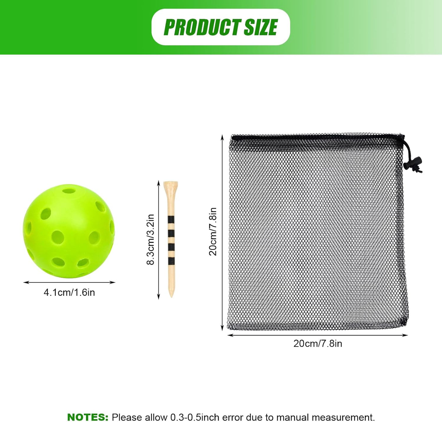 Plastic Golf Balls Practice Limited Flight Golf Training Ball Hollow Swing Practice Indoor Golf Balls with Mesh Drawstring Bag for Backyard Driving Range or Outdoor