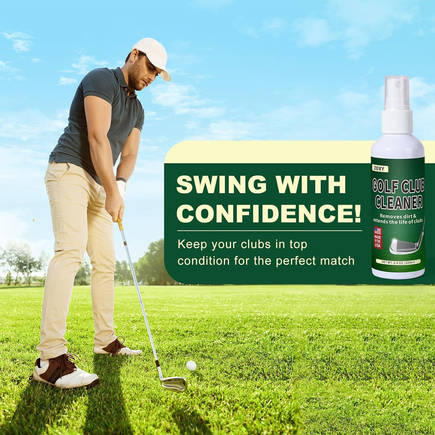 ZOXY Golf Club Cleaning Kit–Clean, Polish, and Restore Irons, Drivers, Putters–Golf Club Polishing Kit with Golf Club Polish, Golf Club Cleaner, Golf Grip Solvent