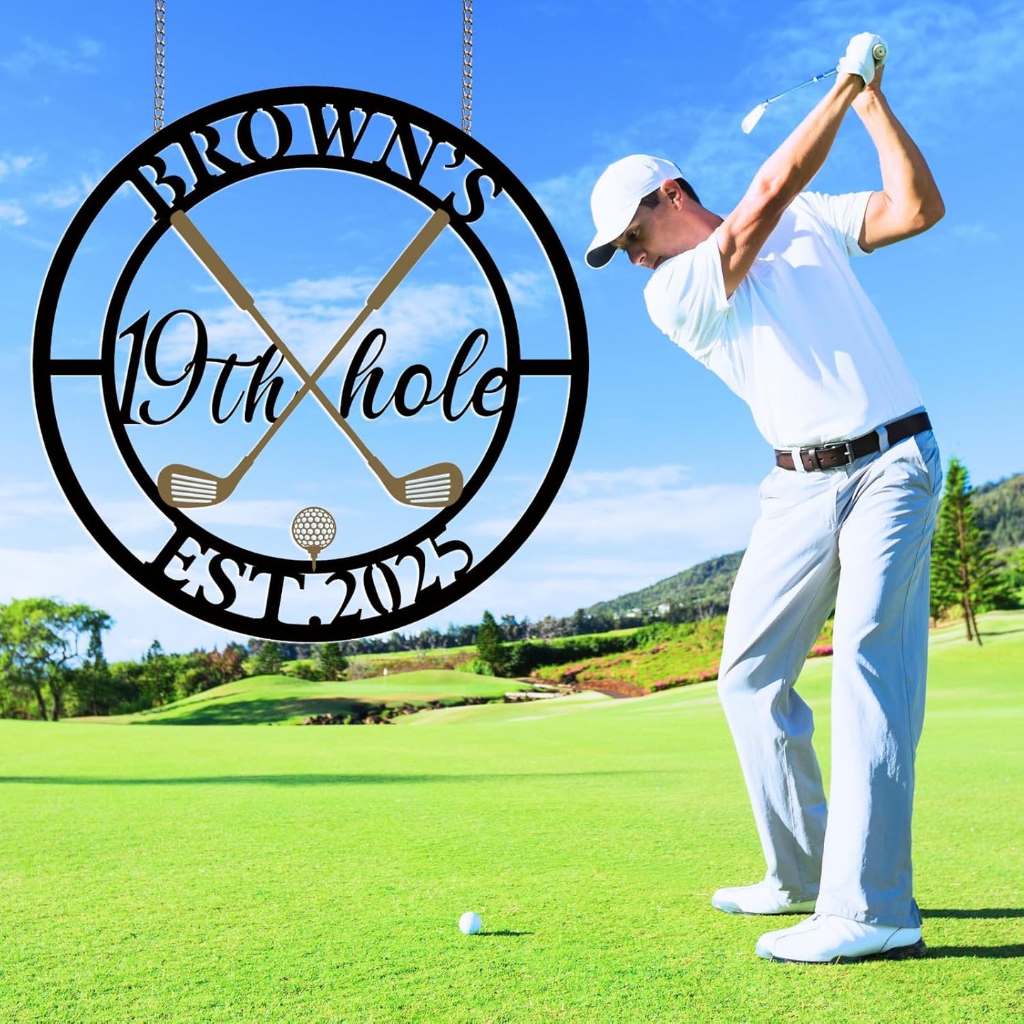 Personalized Golf Metal Wall Art, Vintage Golf Wall Decor, Custom Signs Outdoor Metal, 19th Hole Home Decor for Man Cave Garage Bar Club, Personalized Golfer Gifts for Men Dad Father