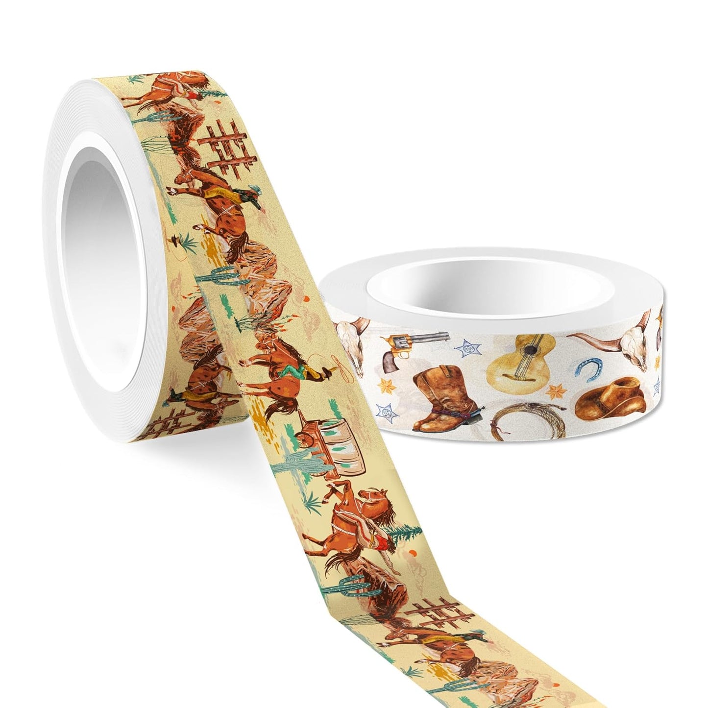 12 Pcs Western Cowboy Washi Tape Western Cowboy Masking Tape Western Cowboy Pattern Decorative Paper Sticker for Western Cowboy Party Holiday Scrapbook DIY Craft Gift Wrapping Handbook Sticker