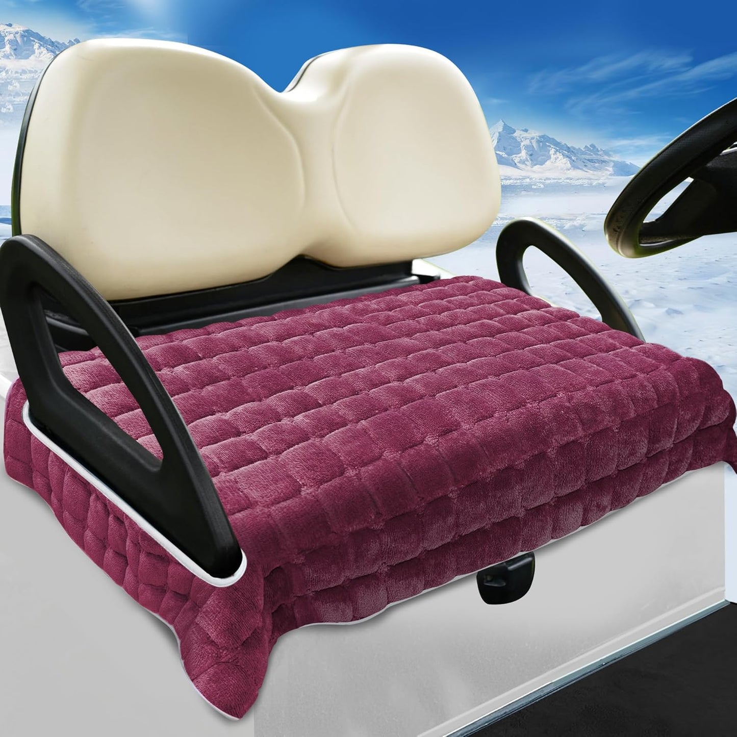 YOKYHOM Golf Cart Seat Covers, Supreme Comfort Golf Cart Seat Towel Blanket, Heavyweight Deep-Pile, Fits EZGO, Yamaha, Club Car and More 2-Seat Carts, 50"x 27.5", Magenta