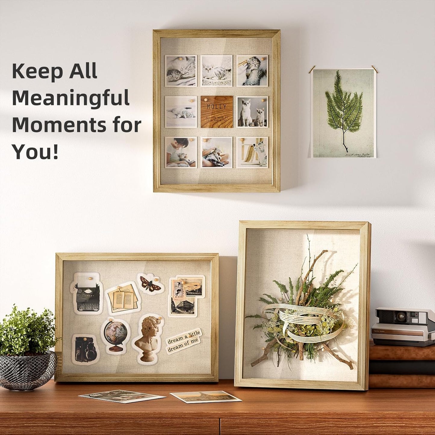 Love-KANKEI Shadow Box Frame 13x16.5 inch, Large Shadow Box Display Case with Linen Back Memorabilia Awards Medals Photos Gift Memory Box Carbonized Black