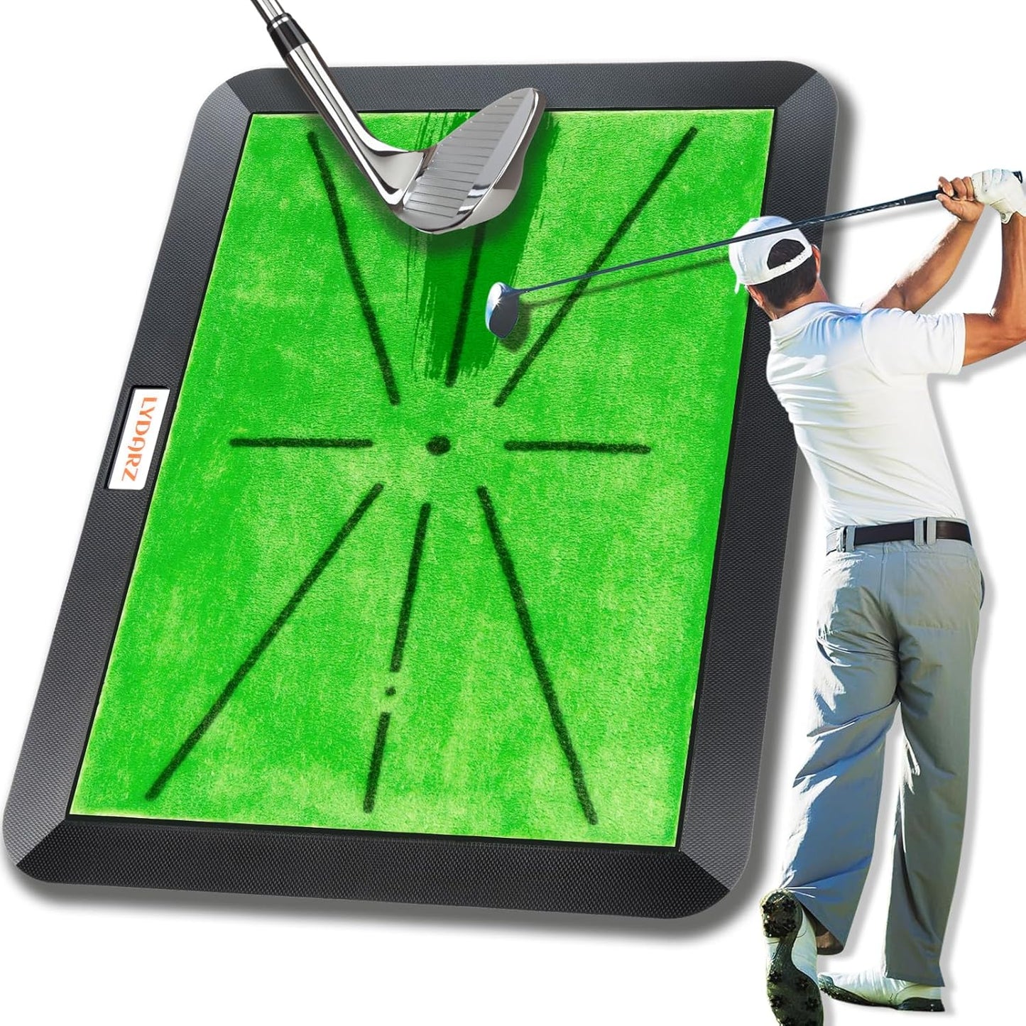 Golf Hitting Mat with Divot Board, Real-Time Swing Feedback Trainer, Indoor & Outdoor Chipping Practice Mat, Strike Training Aid, Turf Driving Impact Pad, Golf Accessories and Gifts for Men