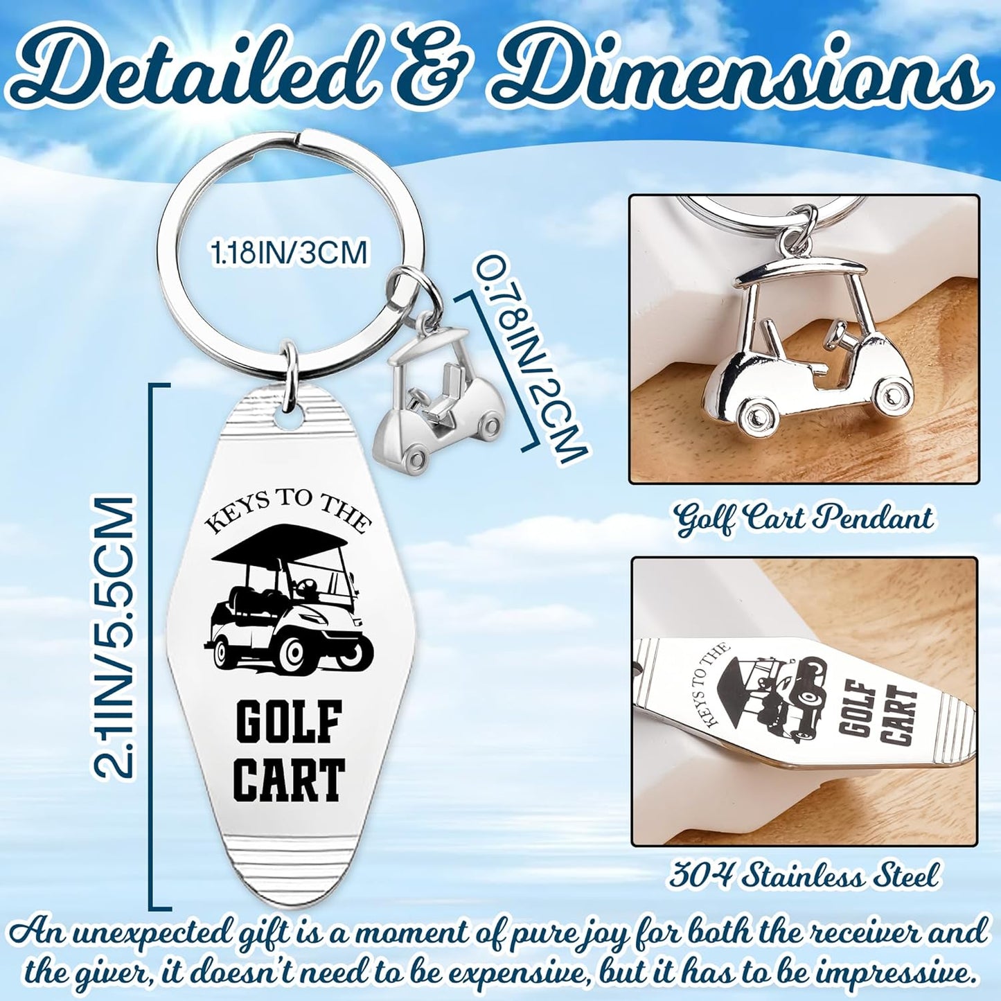 Golf Cart Keychain for Women Men - Keys To The Golf Cart Accessories Retro Metal Keychains for Golf Lovers Players