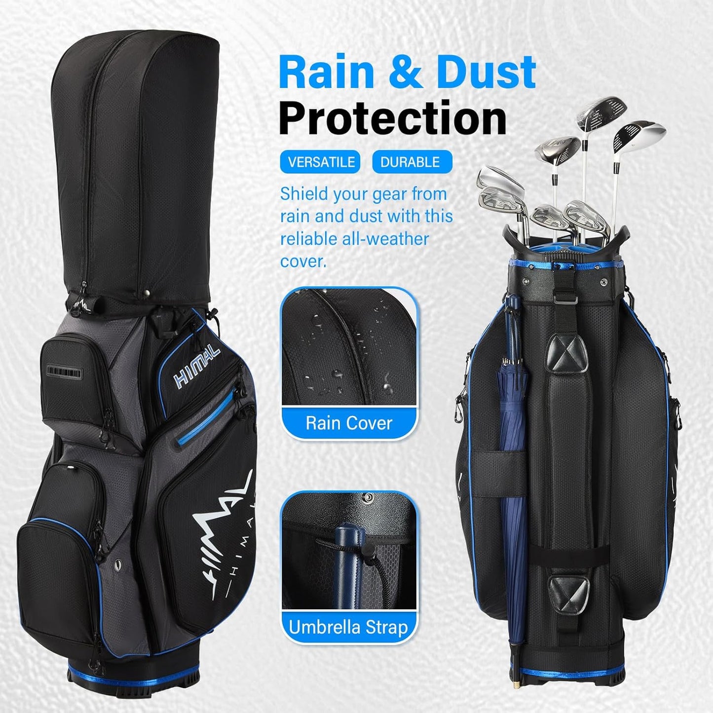 14-Way Golf Cart Bag, Full Length Premium Golf Bag for Men with Cooler Pocket, Handles and Rain Cover