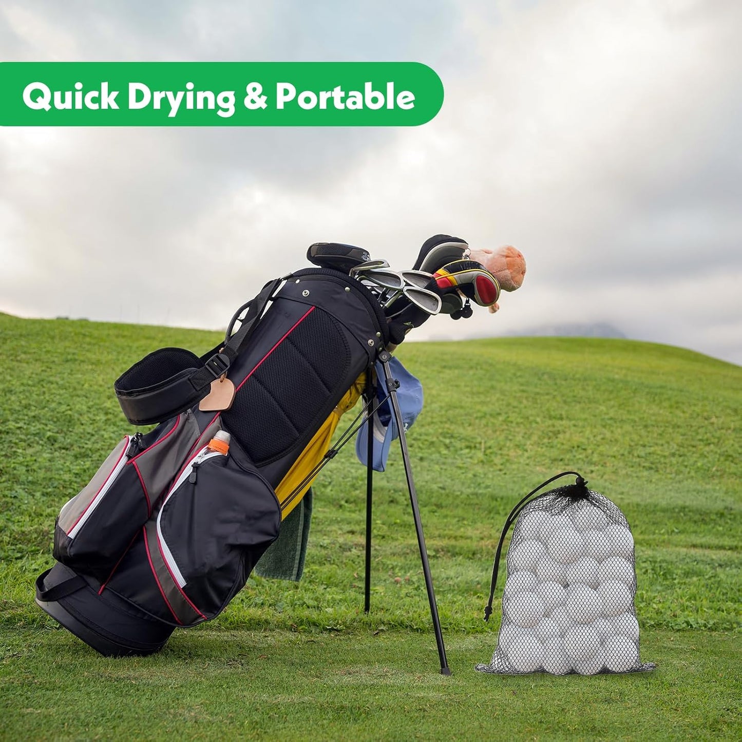 4 Pcs Mesh Bags with Drawstring, Golf Ball Bag Nylon Mesh Golf Ball Storage Pouch Sports Equipment Organizer Sack for Collecting Half Balls Tennis Beach Travel (2 Sizes)