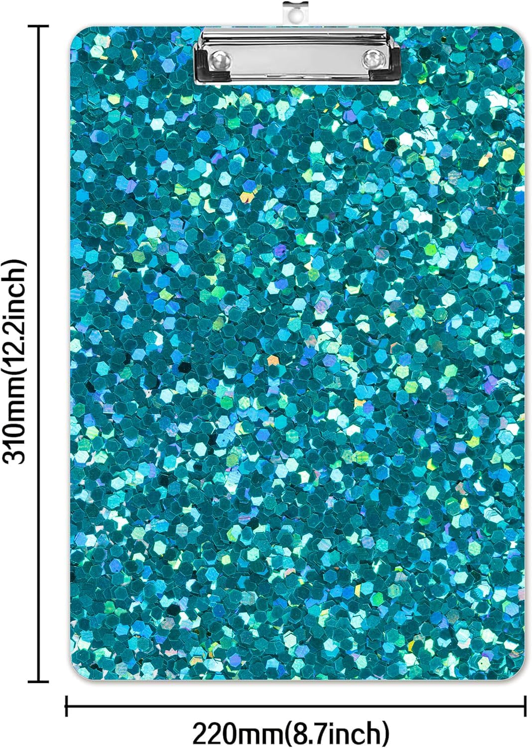 Fashion A4 Clipboard, Standard Letter Size 9" x 12.5", Decorative Wooden Clipboard with Low Profile Metal Clip for Office, School, Teachers, and Students, Cyan