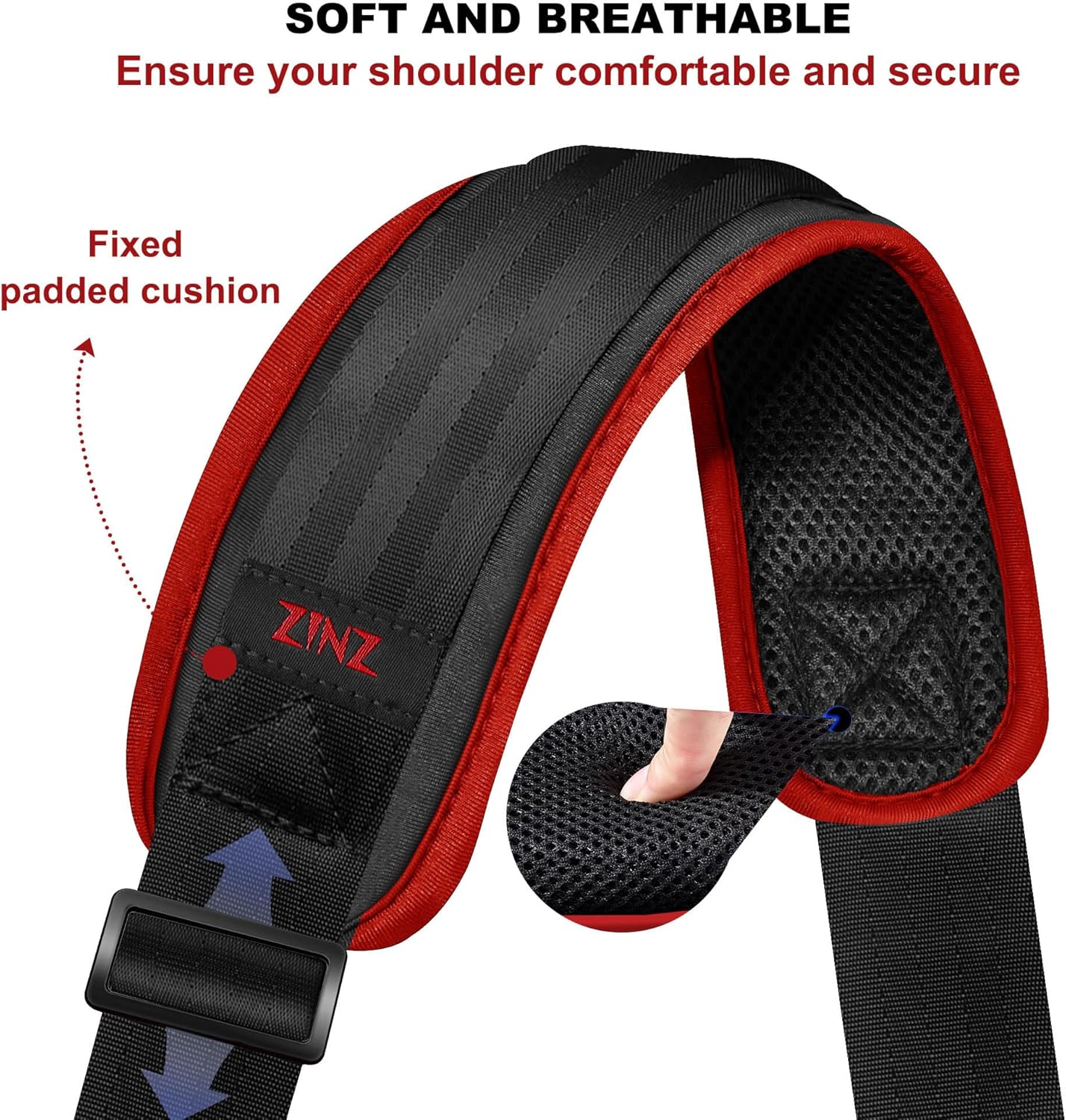 ZINZ 79.5" Universal Bag Strap with Ultra-Thick Fixed Breathable Pad Adjustable Heavy-Duty Shoulder Strap for Laptop Bag Crossbody Luggage Gym Bag Camera Bag and More -B01K02