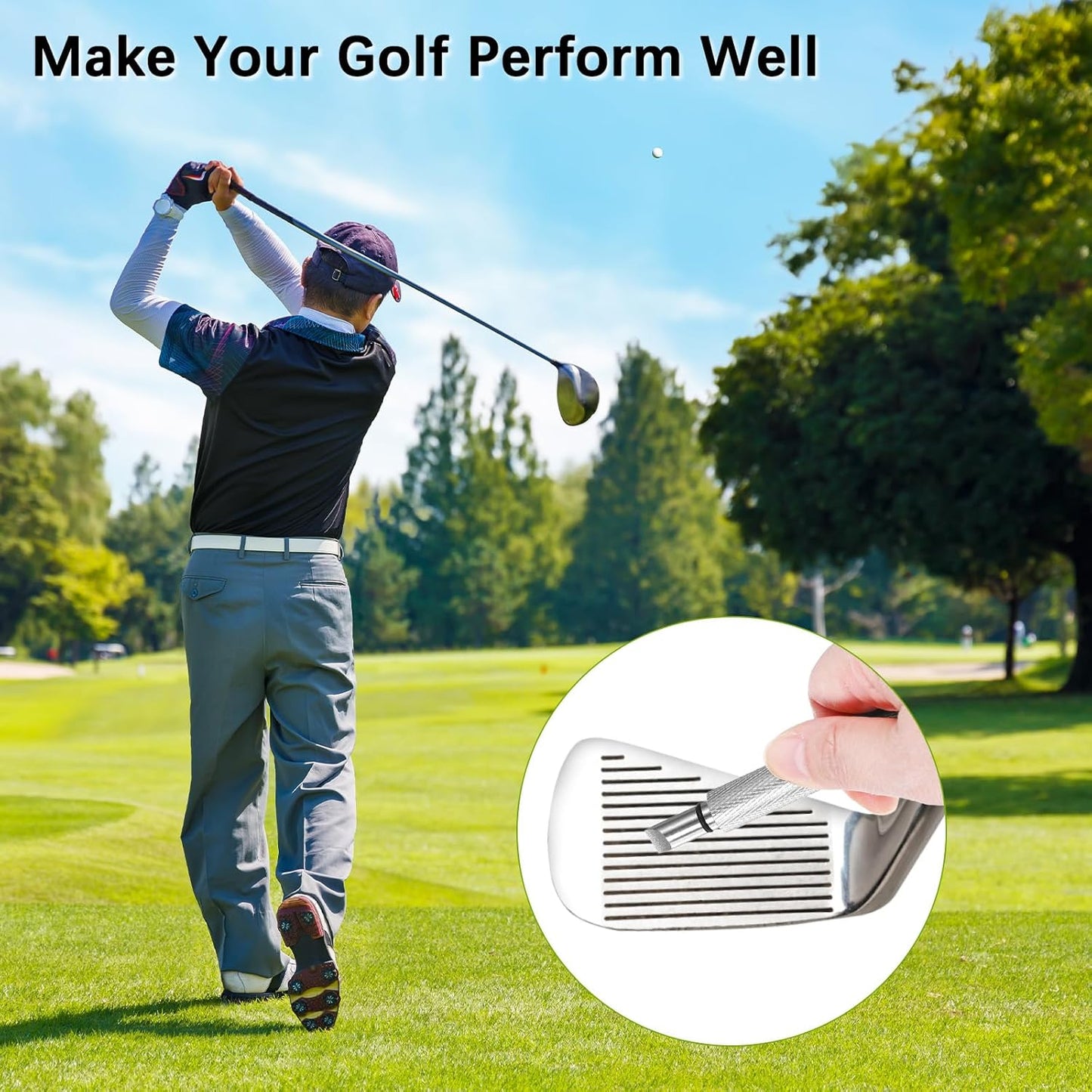 Golf Groove Sharpener Golf Club Groove Cleaner Generate Optimal Spin Use for Wedges & Irons