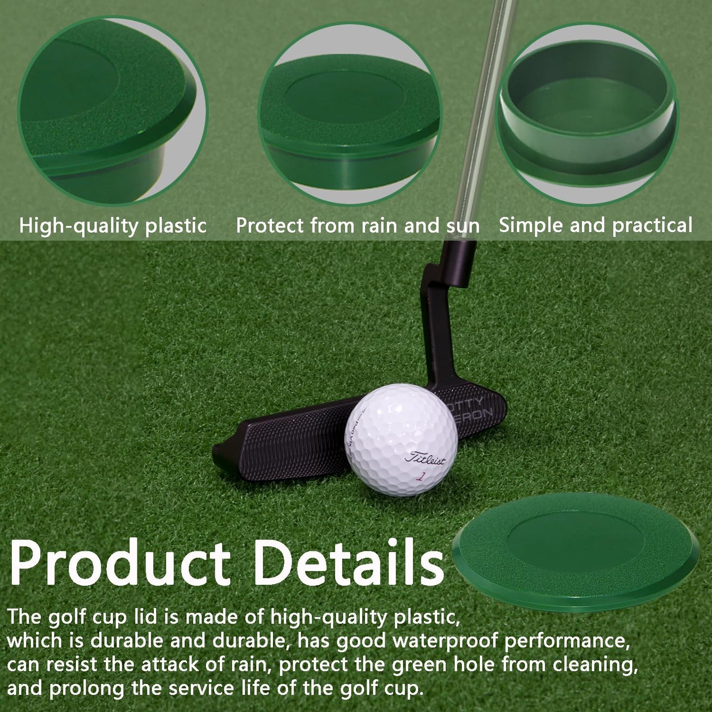 Professional Golf Cup Cover Universal Putting Green Hole Practice Training Aids Hole Lid Protection for Golf Courses and Outdoor (2)