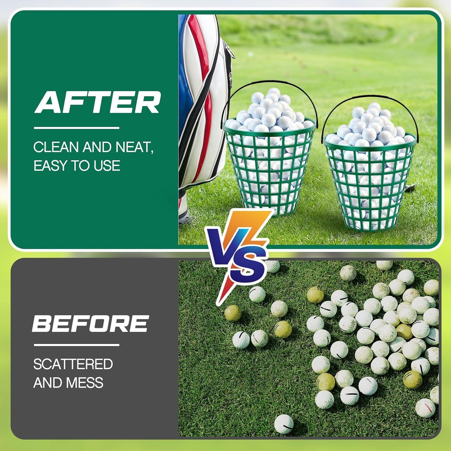 2 Pcs Golf Ball Basket, Can Hold Balls Golf Ball Container with Handle Ball Holder Contain Stadium Accessories Golf Ball Storage Bucket for Golf Storage Accessories