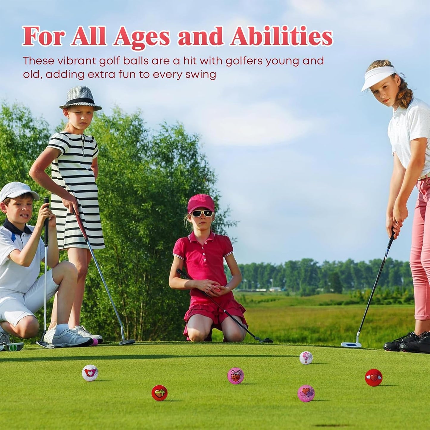 Oji Moji Emoticon Golf Ball Set - Love Series, 12-Pack Novelty Golf Gift for Men, Dads, Women, Kids, Accessories