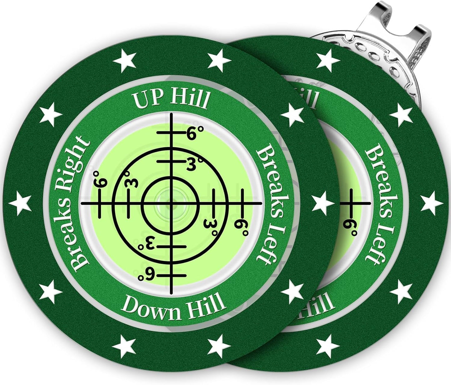 Golf Green Reader, 2 Pack Golf Ball Marker Hat Clip with High Precision Horizontal Bubble, Putting Training Aid Golf Accessories Tool Gift for Men Women