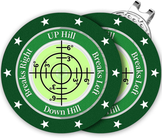 Golf Green Reader, 2 Pack Golf Ball Marker Hat Clip with High Precision Horizontal Bubble, Putting Training Aid Golf Accessories Tool Gift for Men Women