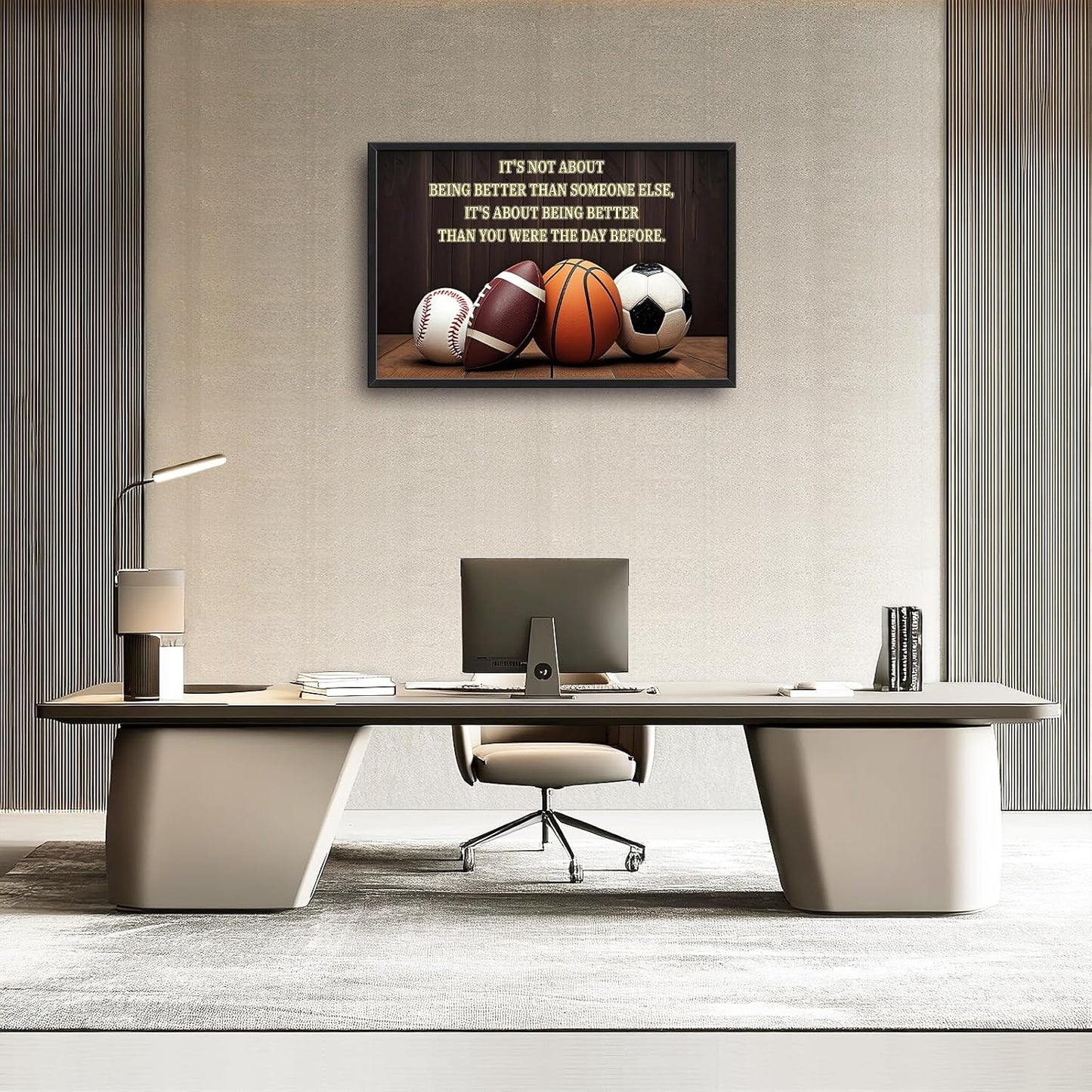 Large Basketball Soccer Framed Wall Art for Living Room Baseball Football Pictures Sports Inspirational Quotes Canvas Painting Prints for Boys Bedroom Artwork Decoration Gifts for Boys Men 36x24 inch