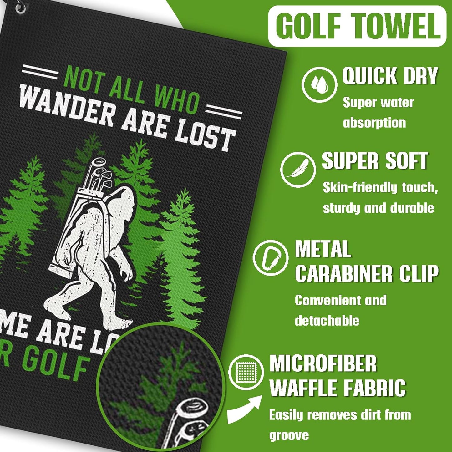 Bigfoot Golf Towel and Brush Set, Sasquatch Gifts for Men and Women Golf Towels Accessories for Golf Bag with Clip Funny Big Foot Club Cleaning Kit Golfers Dad Grandpa Husband Birthday Retirement Gift