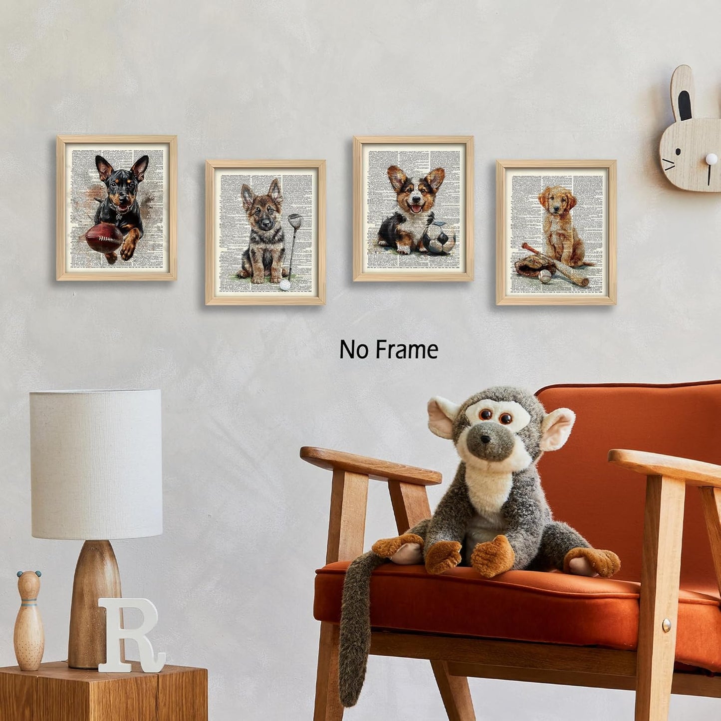 KSDUT Vintage Dog Sports Wall Decor Art Set of 4 - Retro Puppy Artwork Poster Prints Boys Room Wall Decor Kids Gifts Wall Art for Nursery Sports Room Dorm Decorations - 8"x10" Unframed