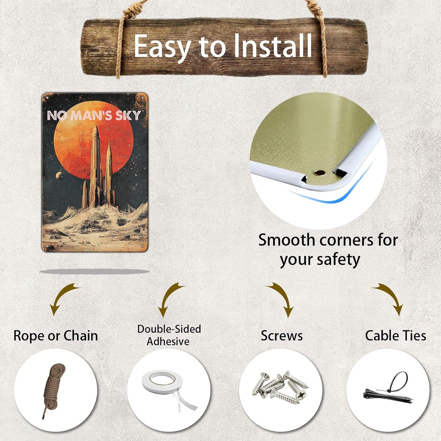 Vintage Wall Decor Metal Tin Plaque No Mans Sky Decoration Public Sign Poster Iron Painting Wall Decor Poster Wall Art Nostalgic Tin Sign for Home Cofe Kitchen Pub Bar 8x12 Inch